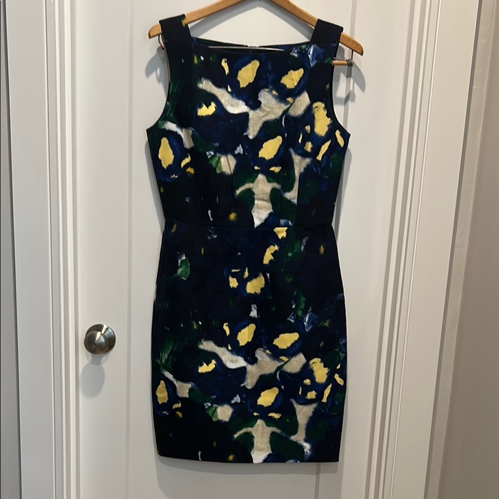 SAMANTHA SUNG Blue Sheath short Dress Square Neck. Like new.